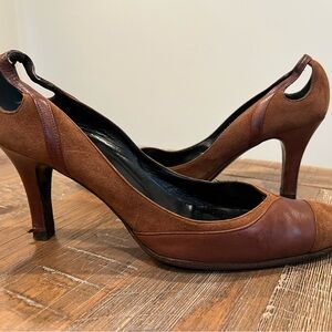 Dolce & Gabbana Brown Leather and Suede Heels